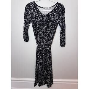 Hobbs London Women's Polka Dot Midi Stretchy Dress Size 4